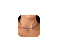 Custom4U Catena Choker Donna Nero Personalizzato con 5 Nomi Collana Serpente Snake Piatta Impermeabile 5mm Lunghezza Aggiustabile Regali di Gioielli per Donne