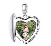 Custom4U Ciondoli personalizzati bracciale - con timbro 925" - Bead Charm cuore personalizzato con foto per donne mamma fidanzata figlia ragazze compleanno