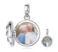 Custom4U Ciondoli personalizzati in argento con albero della vita per bracciali Timbro 925"- Gioielli personalizzati per la famiglia Regali per il compleanno della mamma Natale Festa della mamma