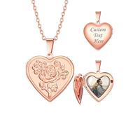 Custom4U Collana a cuore personalizzata per le donne Regali d'amore commemorativi per i suoi medaglioni in oro rosa