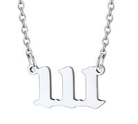 Custom4U Collana con Numero di Angelo Fortunato Ciondolo con Numero Fortunato 0-9 da Donna Uomo Unisex con Catena Girocollo 40 + 5 cm con Confezione Regalo di Gioielli