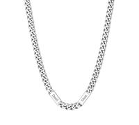 Custom4U Collana da Uomo, Catena Cubana Spessa 7 mm, Collana Barbazzale Personalizzata con 2 Nomi in Argento e Acciaio