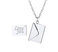 Custom4U Collana I LOVE YOU Busta Ciondolo Personalizzato Collana Nome Busta Apribile Benedizione Data Anniversario Collana in Acciaio Inox 45+5 CM