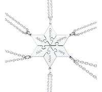 Custom4U Collana Puzzle Jigsaw 2/3/4/5/6/7/8 Pezzi Ciondolo Abbinato Set con Pietra Portafortuna Birthstone Personalizzato Famiglia/Amicizia/BFF/Coppia Gioielli Regalo per Donne Ragazze Mamma