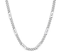 Custom4U Collana Uomo Personalizzata Argento Catena con 6 Nomi Acciaio Collana Cubana Hip-Hop, Regali Gioielli per Giornata del Padre e Compleanno per Uomini