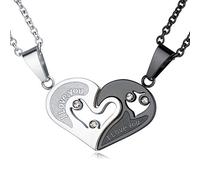 Custom4U Collane personalizzate per coppie 2 pezzi gioielli con nome inciso a cuore per l'anniversario di compleanno di coppia