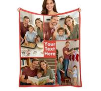 Custom4U Coperta personalizzata - Plaid flanella con foto HD e testo per regali a mamma, papà, coppie, amici - Natale, Festa della Mamma, Festa del Papà - 4 foto