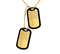 Custom4U Dorato Piastrine Militari Personalizzate in Acciaio Targhetta Militare 2Pcs Argento Collana Militare Uomo Personalizzabile da Compleanni, Festa del papà, Natale