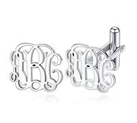 Custom4U Gemelli per Uomo Personalizzati con Foto Lettere Gemelli per Matrimonio con Incisione Traforata Tridimensionale Lettere Ondulate per Uomo Sposo Ragazzi Regalo di Laurea