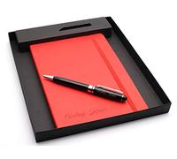 CustomDesign.Shop Taccuino personalizzato con copertina morbida A5 + set di penne nere in confezione regalo | Crea un regalo davvero unico | Inciso al laser - Nero