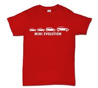 Customised_Perfection Evolution of Mini 1275 Classic Car T Shirt Rosso X-Large