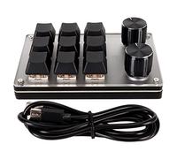 customized macro keyboard with ergonomic design, 6 keys and 1 knob suitable for custom shortcut key settings, mini USB without driver, suitable for laptops and desktop computers (9 Keys with 2 Knobs)