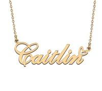 Customized Made Women Name Necklace Gold Personalized Heart Pendant for Her Caitlin