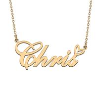 Customized Made Women Name Necklace Gold Personalized Heart Pendant for Her Chris