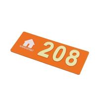 CustomizeFactory Numeri civici luminosi, numeri civici in acrilico personalizzati che si illuminano al buio, in nero/grigio/arancione, per appartamenti e hotel, 18 x 7,1 cm e 19,1 x 7,1 cm