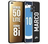 CUSTOMIZZA - Custodia cover nera morbida in tpu compatibile per Honor 8i - Honor 50 LITE personalizzata calcio football nome e numero calciatori biancoazzurri bianco celesti