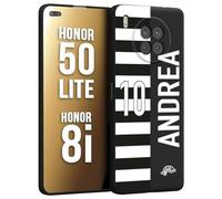 CUSTOMIZZA - Custodia cover nera morbida in tpu compatibile per Honor 8i - Honor 50 LITE personalizzata calcio football nome e numero calciatori bianconera