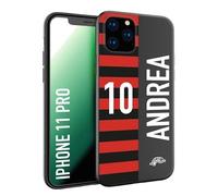 CUSTOMIZZA - Custodia cover nera morbida in tpu compatibile per iPhone 11 PRO personalizzata calcio football nome e numero calciatori rossonera