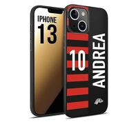 CUSTOMIZZA - Custodia cover nera morbida in tpu compatibile per iPhone 13 personalizzata calcio football nome e numero calciatori rossonera