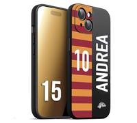 CUSTOMIZZA - Custodia cover nera morbida in tpu compatibile per iPhone 15 personalizzata calcio football nome e numero calciatori giallo rossi