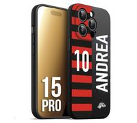 CUSTOMIZZA - Custodia cover nera morbida in tpu compatibile per iPhone 15 PRO personalizzata calcio football nome e numero calciatori rossonera