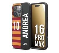 CUSTOMIZZA - Custodia cover nera morbida in tpu compatibile per iPhone 16 PRO MAX personalizzata calcio football nome e numero calciatori giallo rossi