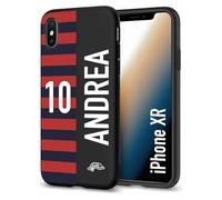 CUSTOMIZZA - Custodia cover nera morbida in tpu compatibile per iPhone Xr personalizzata calcio football nome e numero calciatori rossoblu