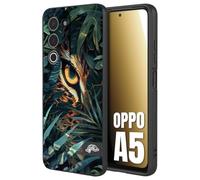 CUSTOMIZZA - Custodia cover nera morbida in tpu compatibile per Oppo A5 animali color giungla tropicale occhio di giaguaro felino disegnato
