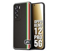 CUSTOMIZZA - Custodia cover nera morbida in tpu compatibile per Oppo Reno 12 PRO 5G effetto fibra di carbonio bandiera Italia made in Italy