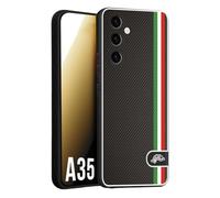 CUSTOMIZZA - Custodia cover nera morbida in tpu compatibile per Samsung A35 5G effetto fibra di carbonio bandiera Italia made in Italy