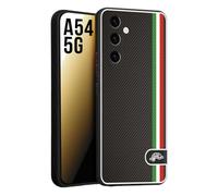 CUSTOMIZZA - Custodia cover nera morbida in tpu compatibile per Samsung A54 5G effetto fibra di carbonio bandiera Italia made in Italy