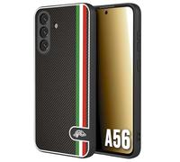 CUSTOMIZZA - Custodia cover nera morbida in tpu compatibile per Samsung A56 5G effetto fibra di carbonio bandiera Italia made in Italy