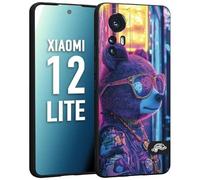 CUSTOMIZZA - Custodia cover nera morbida in tpu compatibile per Xiaomi 12 LITE animali cyberpunk orsetto orso street bear fucsia blu night