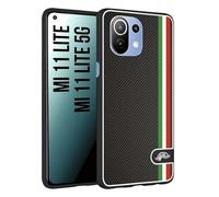 CUSTOMIZZA - Custodia cover nera morbida in tpu compatibile per Xiaomi Mi 11 Lite/Mi 11 Lite 5G effetto fibra di carbonio bandiera Italia made in Italy