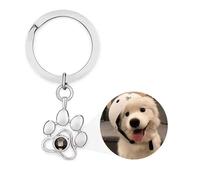 customty Personalisierter Haustier-foto-schlüsselanhänger, Individuelle Projektionskette mit Bild, Hunde-/katzenpfotenanhänger, Haustier-gedenkschmuck, Geschenk für Tierliebhaber