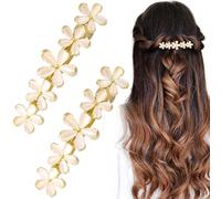 CustomyLife 2 fermagli per capelli a forma di fiore con opale, 6,7 cm, dorati, per Halloween, decorazioni fantasiose, accessori per matrimoni e Natale, per donne per capelli spessi e fini