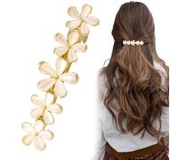 CustomyLife Fermaglio per capelli a forma di fiore dorato da 6,6 cm, con opale scintillante, con strass di cristallo, accessorio decorativo per donne per capelli spessi e lunghi