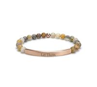 cusurlove Braccialetto cristiano ispiratore da donna, con foglie di bambù e agata con perline di versi della Bibbia, placcato oro 18 carati, regalo religioso per lei, incoraggiamento delle scritture