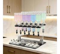 CUTANGELAR Dispenser Manuale per Profumi, Kit Dispenser da Tavolo con Flaconi in Vetro da 200 Ml, Testine di Pompaggio E Bicchierini di Prova, 12 Pompe di Trasferimento per Negozi, Laboratori, Bar