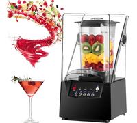 CUTANGELAR Frullatore professionale per liquidi e solidi da 2200 W - Tritaghiaccio professionale con copertura antirumore, lame in acciaio inox a 6 lati, 17000 giri/min, uso continuo