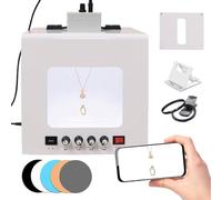 CUTANGELAR Kit Lightbox Professionale Per Fotografia Di Gioielli Con Piatto Girevole Regolabile A 360°, Studio Fotografico Premium 3000-5500K Per Immagini Straordinarie Di Pietre Preziose(TB30)