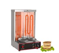 CUTANGELAR Macchina Kebab Rotante 360°, Griglia Shawarma Verticale Con 2 Bruciatori, Grill Girarrosto Acciaio Inox, Spiedini Senza Fumo Per Cucina, Feste, Eventi, Ricevimenti.(Electric 3000W)
