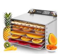 CUTANGELAR Macchina per Essiccare Verdura,Disidratatore Facile da Usare, 800W Acciaio Inossidabile, Controllo a Manopola, Grande Capacità, per Carne, Frutta e Verdure.(6Layers/400W)