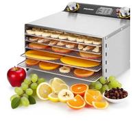CUTANGELAR Macchina Per Essiccare Verdura,Disidratatore Facile Da Usare, 800W Acciaio Inossidabile, Controllo A Manopola, Grande Capacità, Per Carne, Frutta E Verdure.(6Layers/400W)