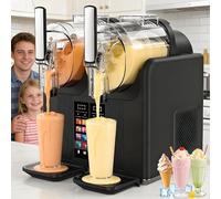 CUTANGELAR Macchina Per Granite, Doppia Vaschetta Da 2l/0,53 Gal, 430w, Macchina Per Granite Professionale, 7 In 1 Per Bevande Fredde E Gelato Soft, Con Autopulizia E Pannello Touch Led, Casa(Black)
