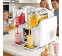 CUTANGELAR Macchina Per Granite, Doppia Vaschetta Da 2l/0,53 Gal, 430w, Macchina Per Granite Professionale, 7 In 1 Per Bevande Fredde E Gelato Soft, Con Autopulizia E Pannello Touch Led, Casa(White)