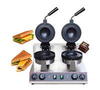 CUTANGELAR Macchina per waffle Ufo Burger commerciale, pressa per coni waffle elettrica a doppia testa, piastre antiaderenti rotanti a 180°, per uso domestico e commerciale(Double Head)