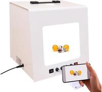 CUTANGELAR Mini Lightbox Da Studio Fotografico, Con Piatto Girevole Automatico A 360° E Supporto Per Appendere, Tenda Fotografica Professionale Dimmerabile Con 4 Luci LED(TB20)