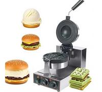 CUTANGELAR Piastra elettrica per waffle per hamburger, macchina Ufo antiaderenti rotanti, controllo preciso della temperatura, caratteristiche professionali, adatta per panetterie(Single Head)