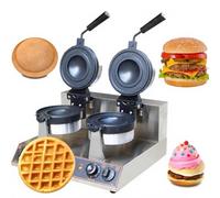 CUTANGELAR Piastra per hamburger e gelato, macchina per waffle UFO commerciale con temperatura e timer regolabili, rivestimento antiaderente, adatta a vari Aziende alimentari(Double Head)